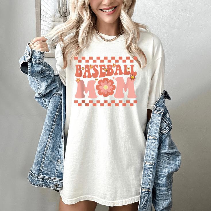 Baseball Mom Baseball Player Mama Women Groovy Women's Comfort Colors T-Shirt