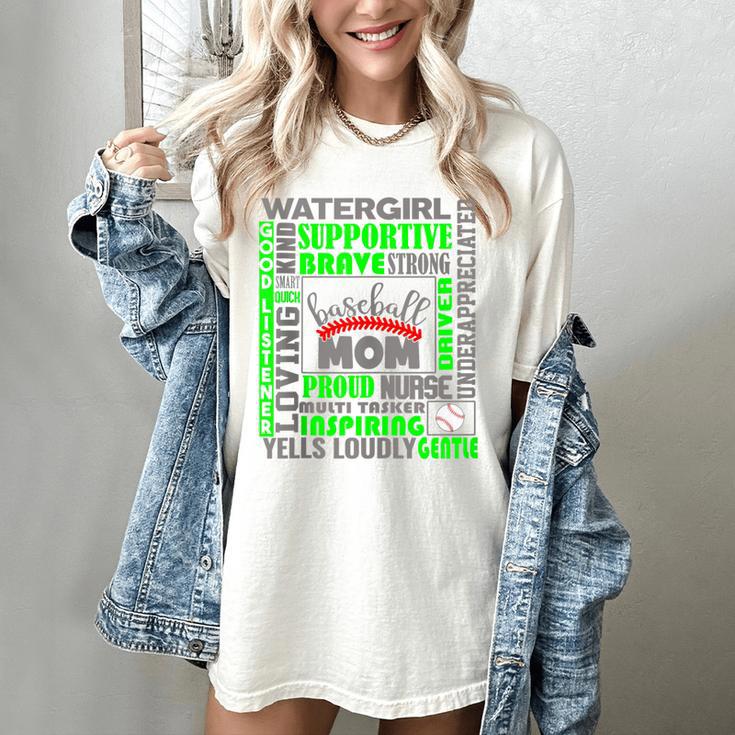 Baseball Mom Traits For Great Mothers Grey And Green Women's Comfort Colors T-Shirt