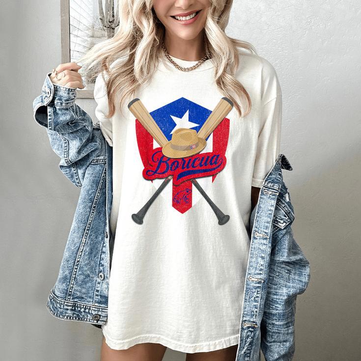 Boricua Puerto Rico Baseball Coqui Frog Pava Hat Fan Women's Comfort Colors T-Shirt