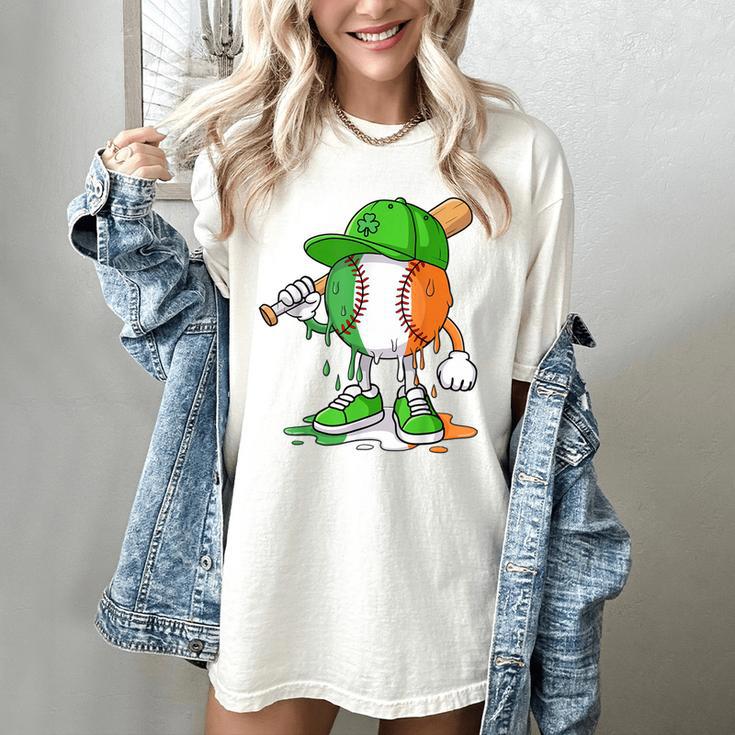 Boys St Patricks Day Kids Baseball Player Ice Cream Drip Women's Comfort Colors T-Shirt