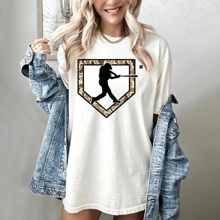 Camo Home Plate Camouflage Baseball Batter Youth Boys Women's Comfort Colors T-Shirt