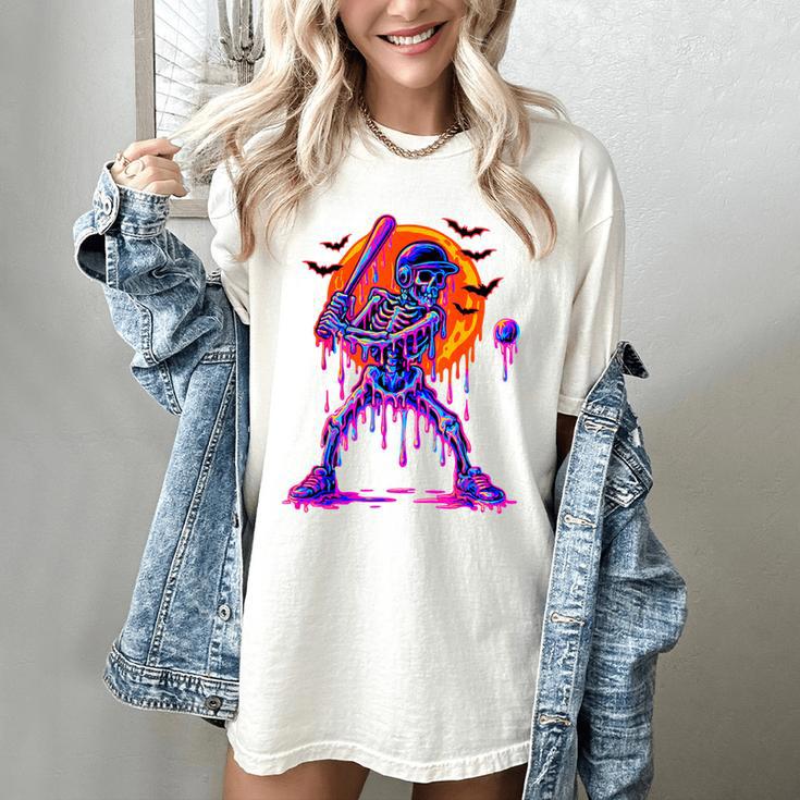 Drip Skeleton Batting Baseball Halloween Women's Comfort Colors T-Shirt