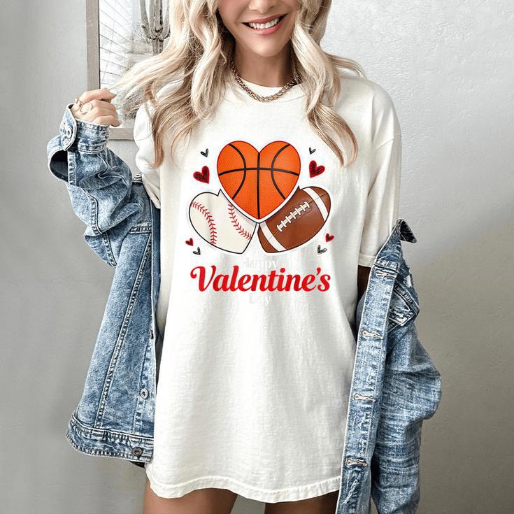 Happy Valentine’s Basketball Football Valentine Baseball Women's Comfort Colors T-Shirt