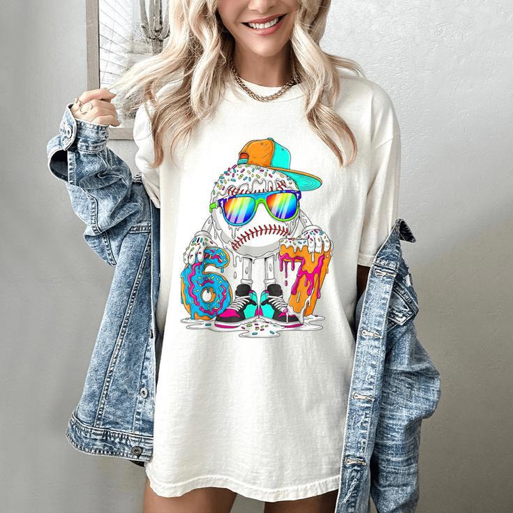 HUGvyn 6 7 Baseball Number Kid Drip Ice Cream Six Seven Meme Women's Comfort Colors T-Shirt