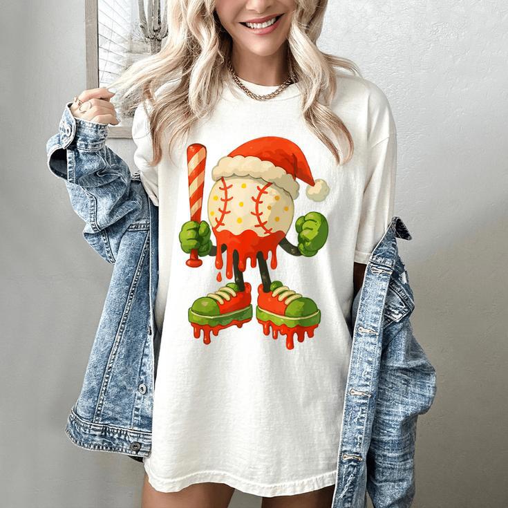 Ice Cream Drip Baseball Christmas Baseball Drip Candy Cane Women's Comfort Colors T-Shirt