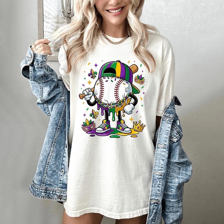 Mardi Gras Ice Cream Drip Baseball Carnival Party Mask Boys Women's Comfort Colors T-Shirt