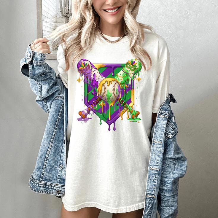 Mardi Gras Ice Cream Drip Baseball Sports For Men Women Kids Women's Comfort Colors T-Shirt