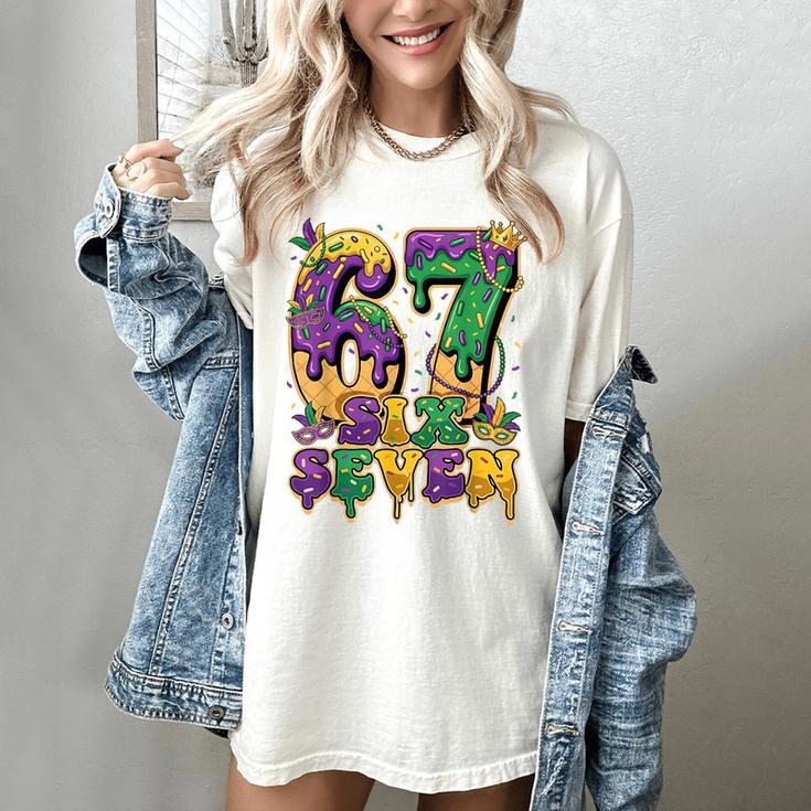 Mardi Gras Six Seven Baseball Drip Number 6 7 Meme Women's Comfort Colors T-Shirt