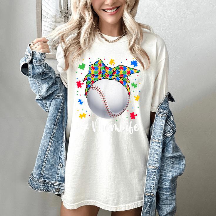 Messy Ball Puzzle Baseball Mom Life Autism Awareness Month Women's Comfort Colors T-Shirt