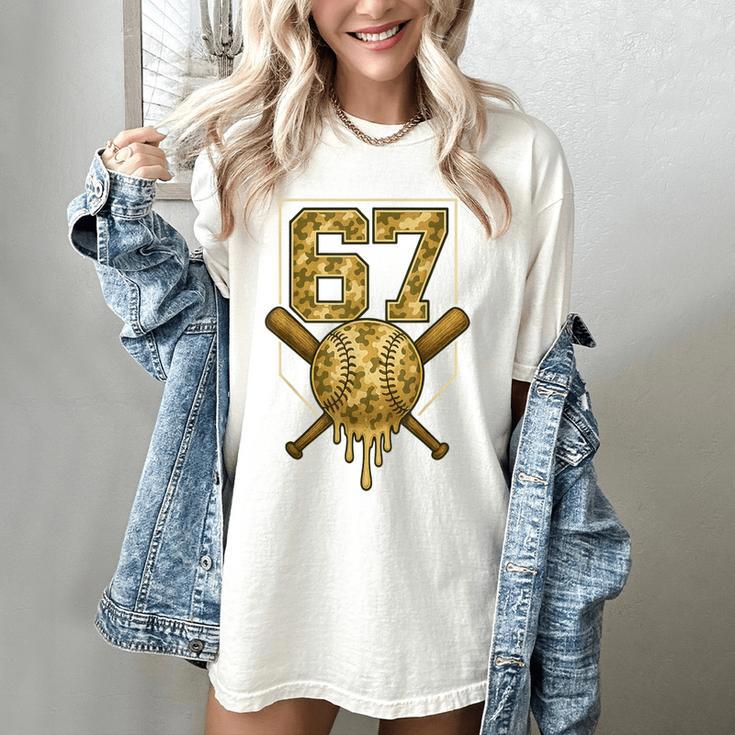 Number 67 Baseball Drip Camo Six Seven Meme Boys Kids Women's Comfort Colors T-Shirt