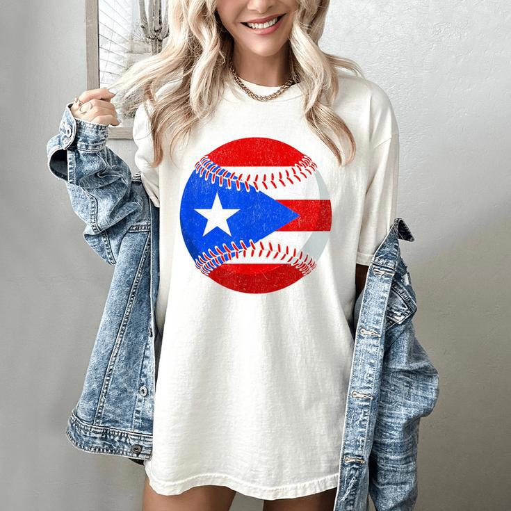 Puerto Rico Baseball Flag Boricua Beisbol Fan Gear Women's Comfort Colors T-Shirt