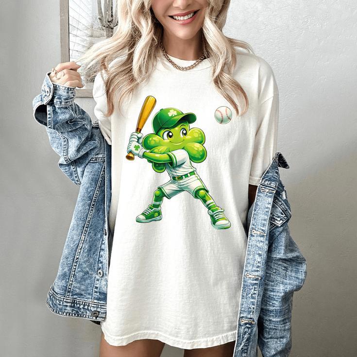 Shamrock Playing Baseball St Patricks Day Men Boys Kid Women's Comfort Colors T-Shirt