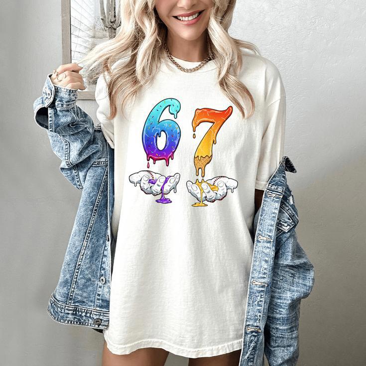 Six Seven Ice Cream Drip Cool Meme 67 Number Baseball Women's Comfort Colors T-Shirt