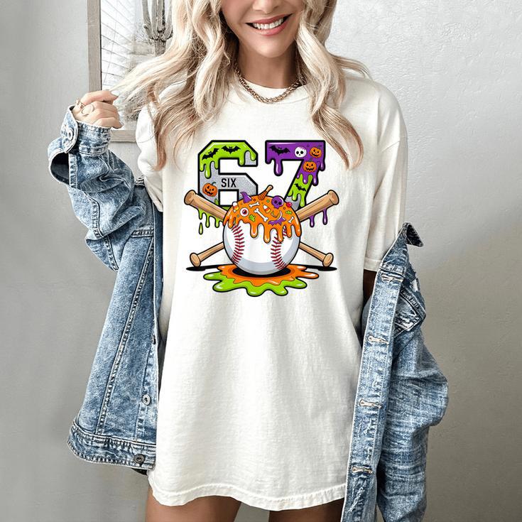 Spooky Halloween Baseball Ice Cream Dripping Six Seven 6 7 Women's Comfort Colors T-Shirt