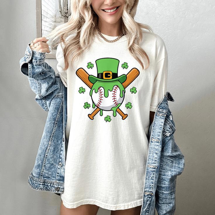 St Patricks Day Baseball Drip Ice Cream Baseball Home Plate Women's Comfort Colors T-Shirt