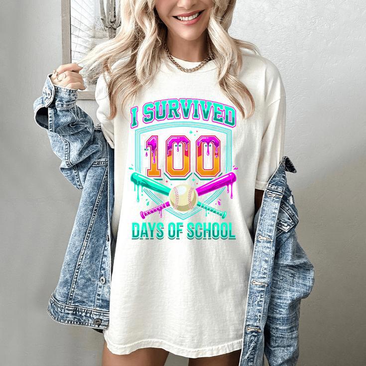 I Survived 100 Days Of School Baseball Drip Women's Comfort Colors T-Shirt