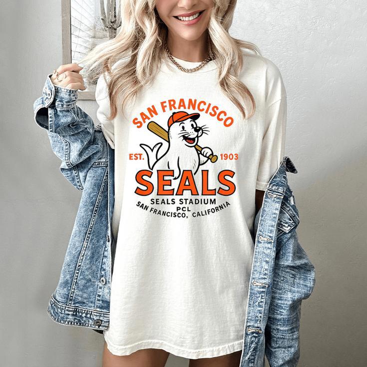 Vintage San Francisco Seals California Baseball Logo Women's Comfort Colors T-Shirt