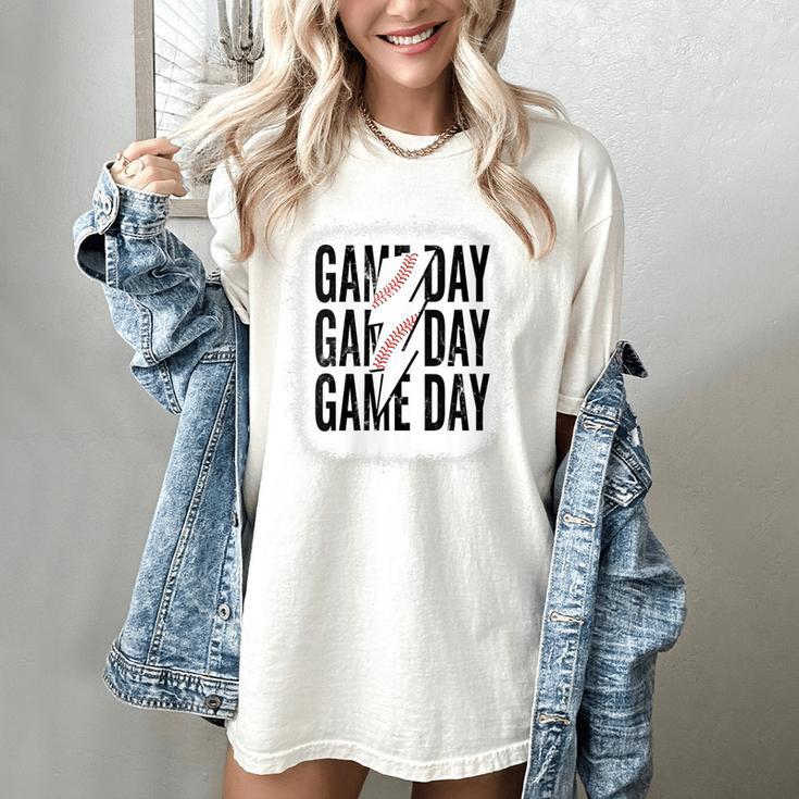 Womens Baseball Mom Leopard Game Day Mother's Day Women's Comfort Colors T-Shirt