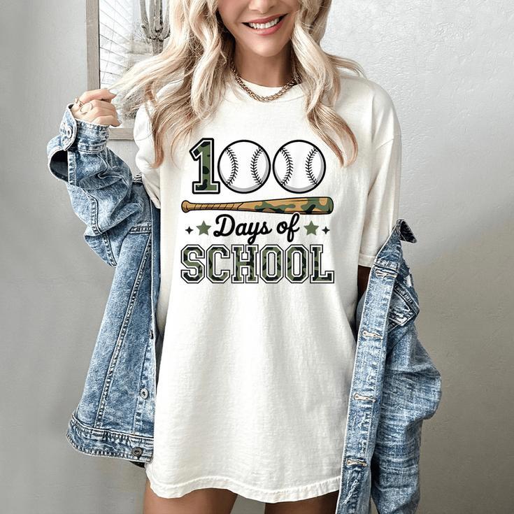 100 Days Of School Baseball Camo Boys School Teacher Women's Comfort Colors T-Shirt
