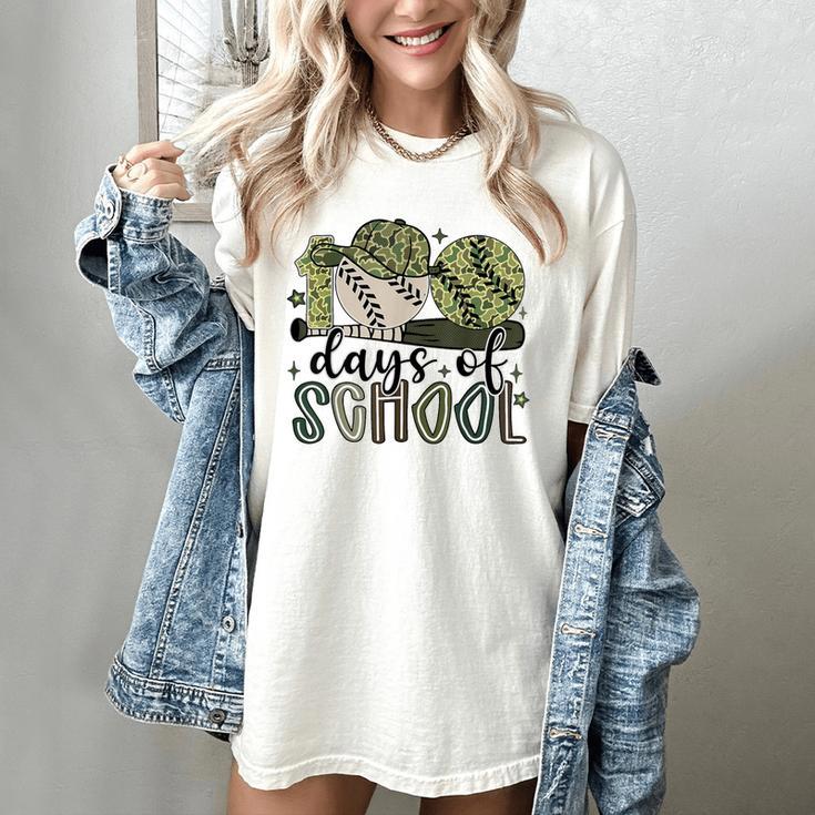 100 Days Of School Baseball Camo Cap Kids Boys 100th Day Women's Comfort Colors T-Shirt
