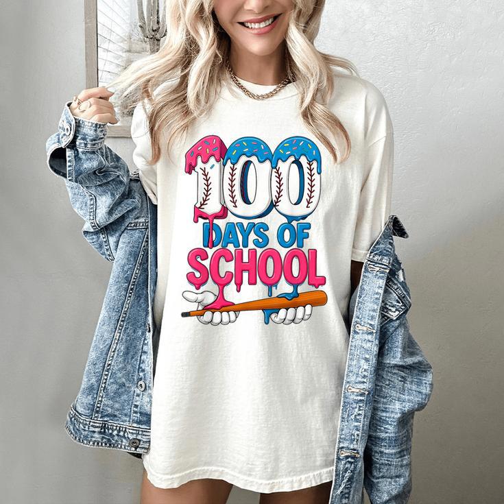 100 Days Of School Baseball Drip Bat 100th Day Of School Boy Women's Comfort Colors T-Shirt