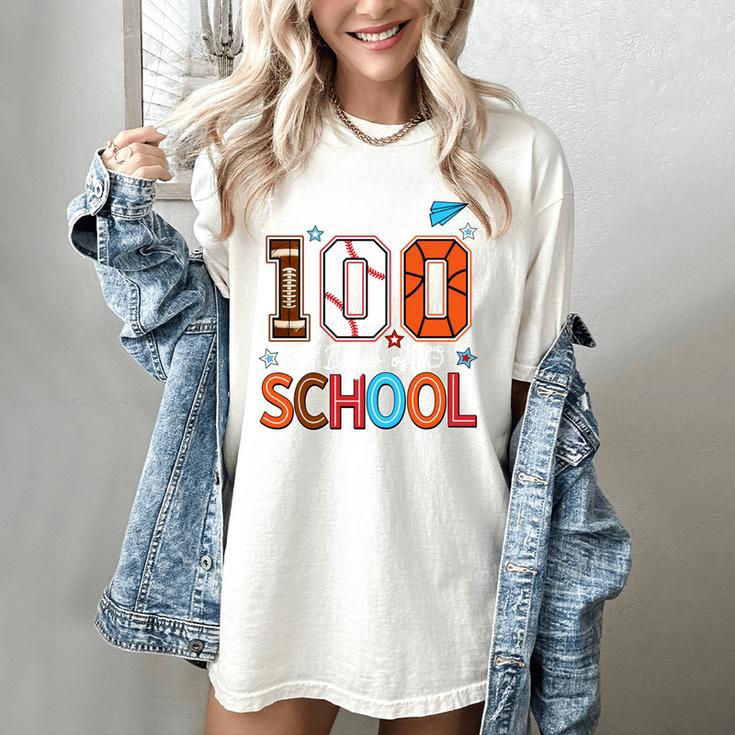 Baseball Football Basketball I Survived 100 Days Of School Women's Comfort Colors T-Shirt