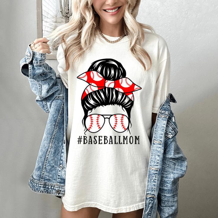 Baseball Mom Leopard Messy Bun Game Day Women's Comfort Colors T-Shirt