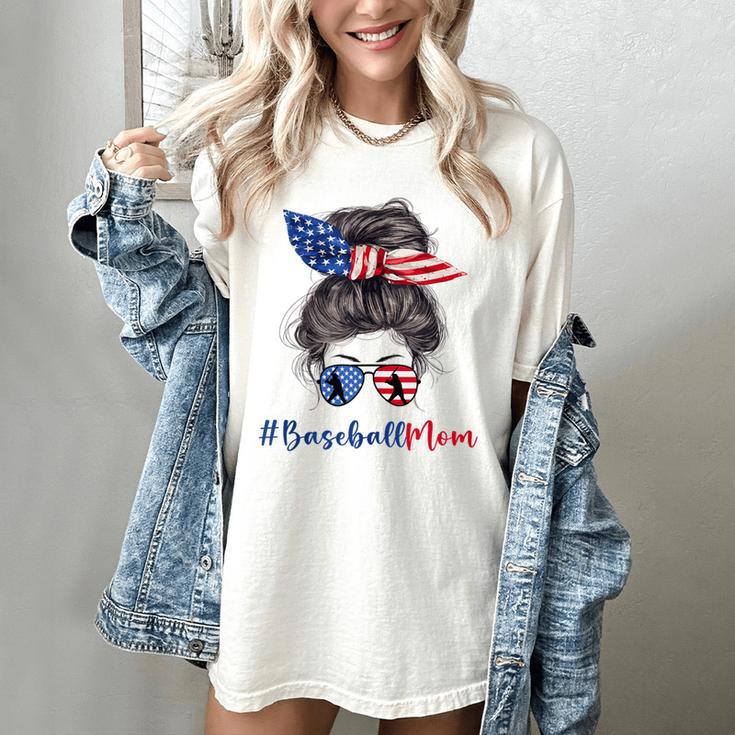 Baseball Mom USA American Flag 4th Of July Women's Comfort Colors T-Shirt
