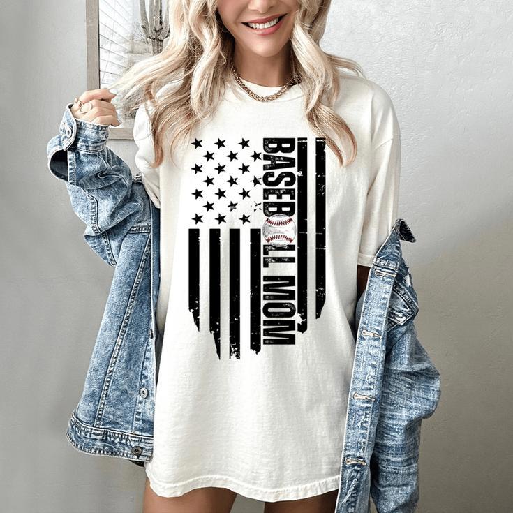 Baseball Mom USA Flag Baseball Mama Day Vibes Mama Women's Comfort Colors T-Shirt