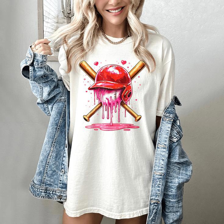 Boys Valentine Day Baseball Helmet Drip Ice-Cream Youth Kids Women's Comfort Colors T-Shirt