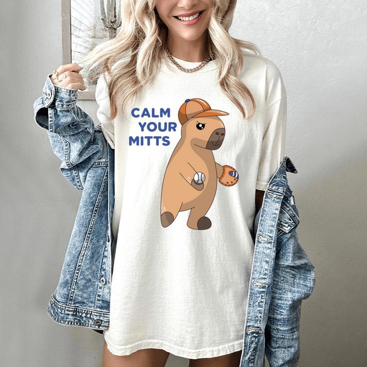 Capybara Calm Your Mitts Baseball Mom Sport Lover Tee Women's Comfort Colors T-Shirt