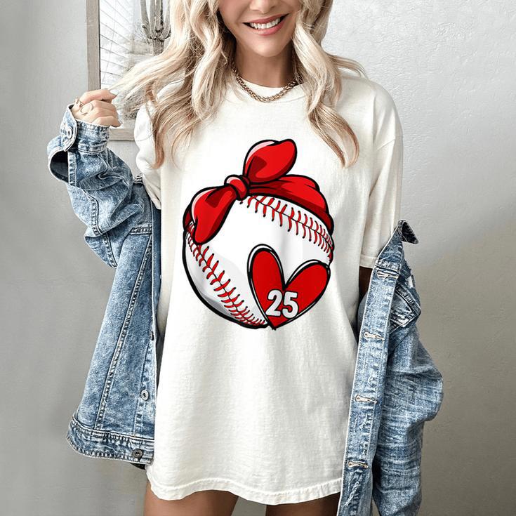 Custom Baseball Mom Number 25 Heart For Mom Mommy Raglan Baseball Tee Women's Comfort Colors T-Shirt