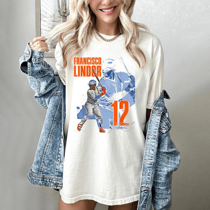 Francisco Lindor New York M Baseball Players MLBFLI304N Women's Comfort Colors T-Shirt