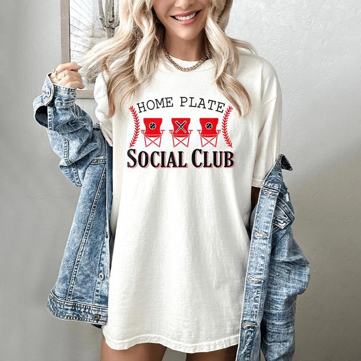 Home Plate Social Club Softball Season Baseball Mom Women's Comfort Colors T-Shirt