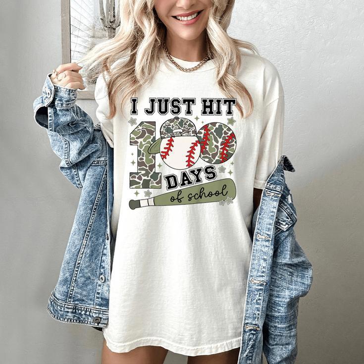 Kids I Just Hit 100 Days Boys 100 Days Of School Baseball Kids Women's Comfort Colors T-Shirt