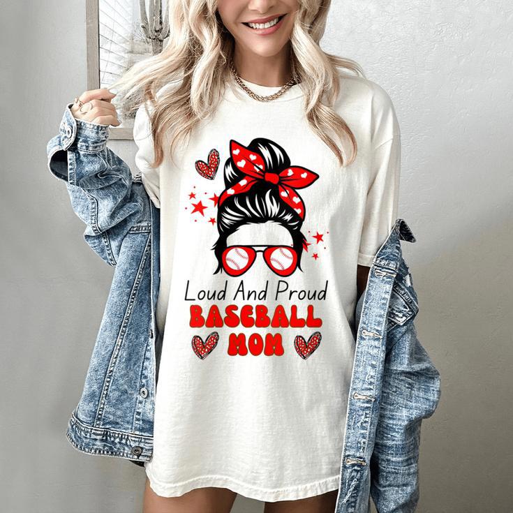 Loud And Proud Baseball Mom Messy Bun Leopard Mother Day Women's Comfort Colors T-Shirt