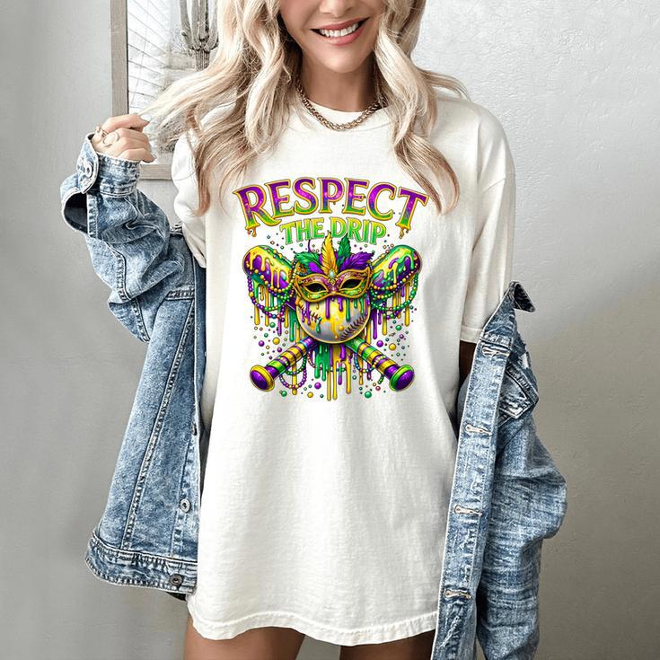Respect The Drip Mardi Gras Baseball Ice Cream Boys Carnival Women's Comfort Colors T-Shirt