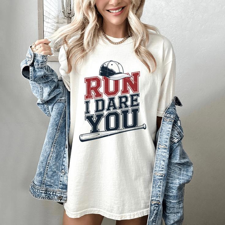 Run I Dare You Baseball Catcher Player Fan Women's Comfort Colors T-Shirt