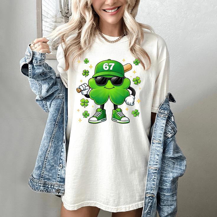 Shamrocks Playing Baseball St Patricks Day 6 7 Meme Men Boys Women's Comfort Colors T-Shirt