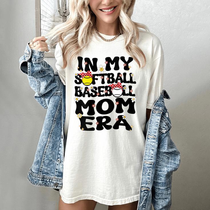 In My Softball Baseball Mom Era Retro Groovy Mom Of Both Women's Comfort Colors T-Shirt