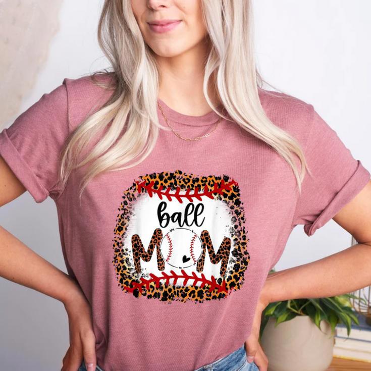 Ball Mom Leopard Ball Mom Baseball Mom Women's Heather T-Shirt