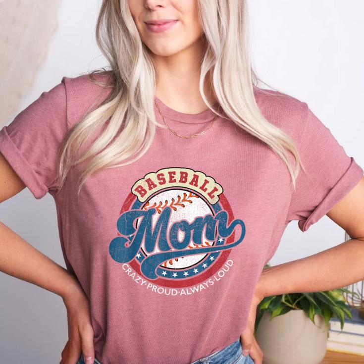 Baseball Mom Crazy Proud Always Loud Mother's Day Women's Heather T-Shirt
