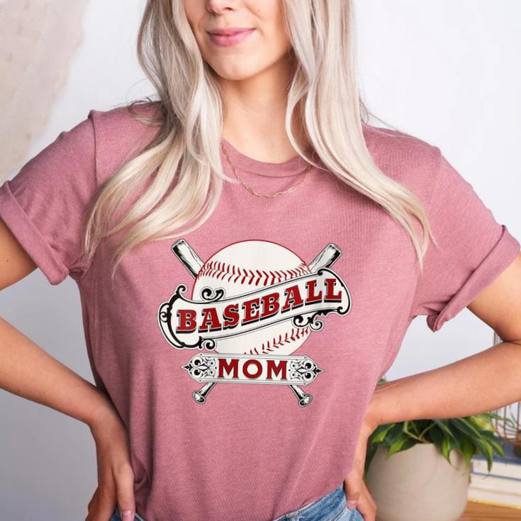 Baseball Mom Vintage Retro Game Day Son Supporter Fan Women's Heather T-Shirt