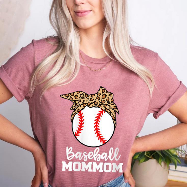 Baseball MomMom Baseball Player Leopard Mom Mom Women's Heather T-Shirt