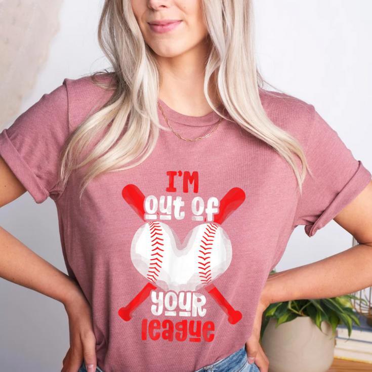 Cute Baseball Mom Out Of Your League Mommy Sports Players Women's Heather T-Shirt