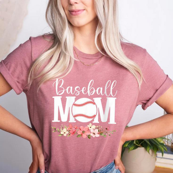 Floral Baseball Mom Mother's Day Cute Baseball Mama Mommy Women's Heather T-Shirt