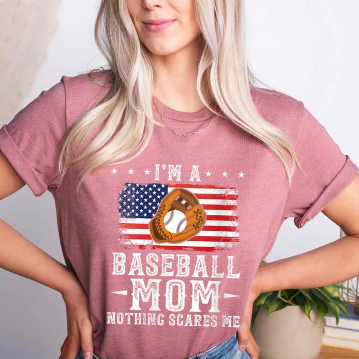 I'm a Baseball Mom Nothing Scares Me Baseball Women's Heather T-Shirt