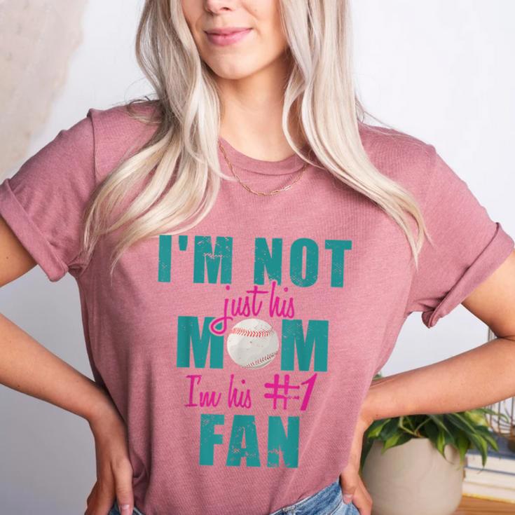 I'm Not Just His Mom I'm His Number One Fan Baseball Mom Women's Heather T-Shirt