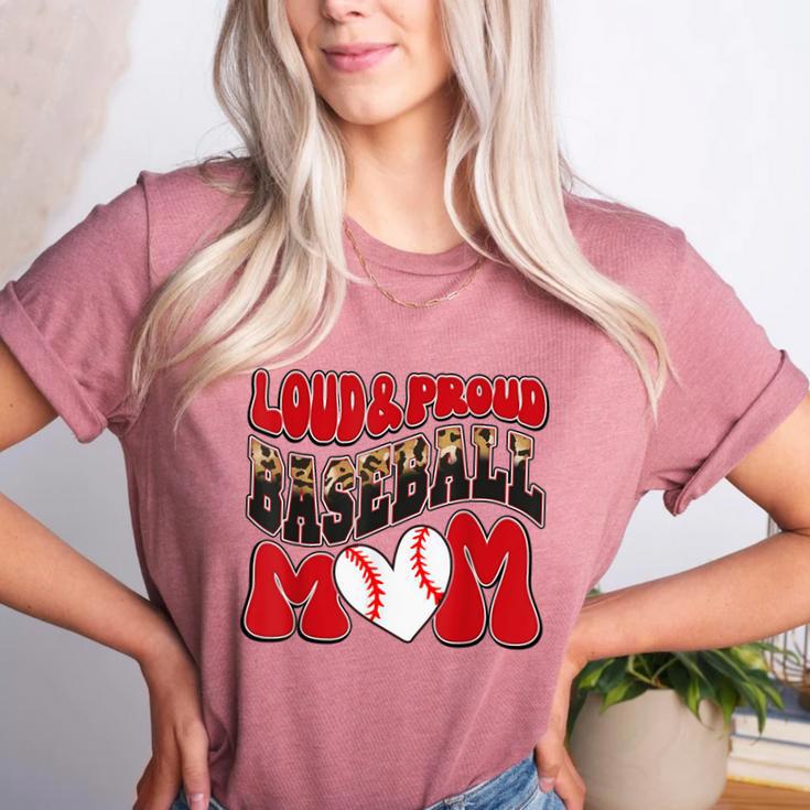 Loud Proud Baseball Mom Red Team Leopard Baseball Mom Squad Women's Heather T-Shirt