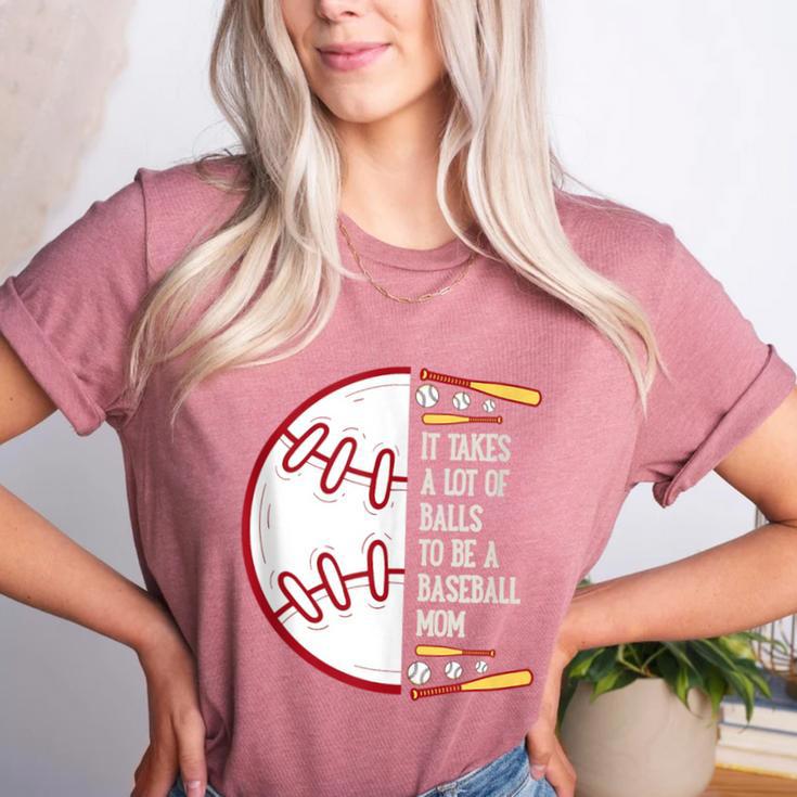 It Takes a Lot Of Balls To Be a Baseball Mom Women's Heather T-Shirt
